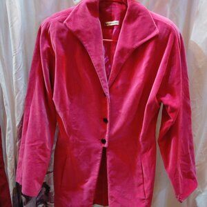 Isaac Mizrahi Vintage hot pink velvety jacket long blazer size 6